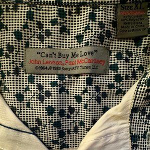 John Lennon & Paul McCartney Can't Buy Me Love Dress Shirt, XL fitted, RARE
